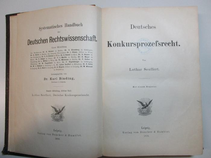 3 C 159-9,3 : Deutsches Konkursprozessrecht : mit einem Register (1899)