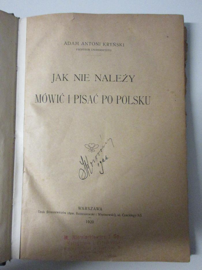 2 O 18 : Jak nie należy mówić i pisać po polsku (1920)