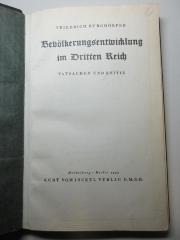 14 D 93 : Bevölkerungsentwicklung im Dritten Reich : Tatsachen und Kritik (1935)