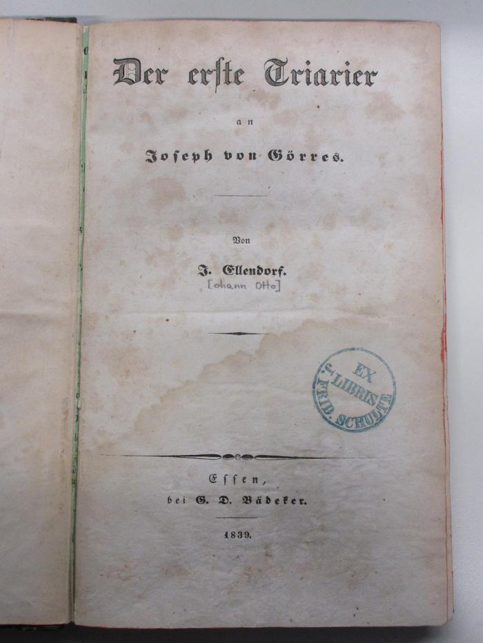 14 F 309 : Der erste Triarier an Joseph von Görres (1839)