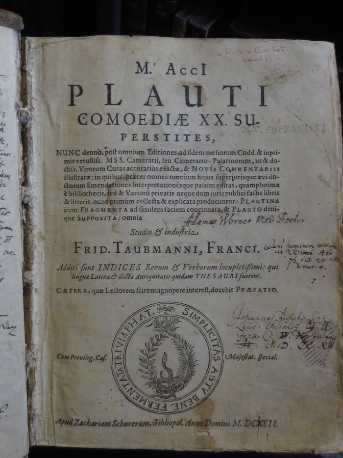 Cn 800 : M. Acci Plauti Comoediae XX. SU (1722)