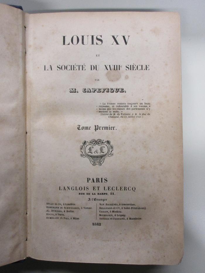 14 F 514-1 : Louis XV et la société du XVIIIe siècle (1842)