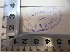 - (Volksbücherei der Stadt Bad Sülze), Stempel: Name, Ortsangabe; 'Volksbücherei der Stadt Bad Sülze'. 