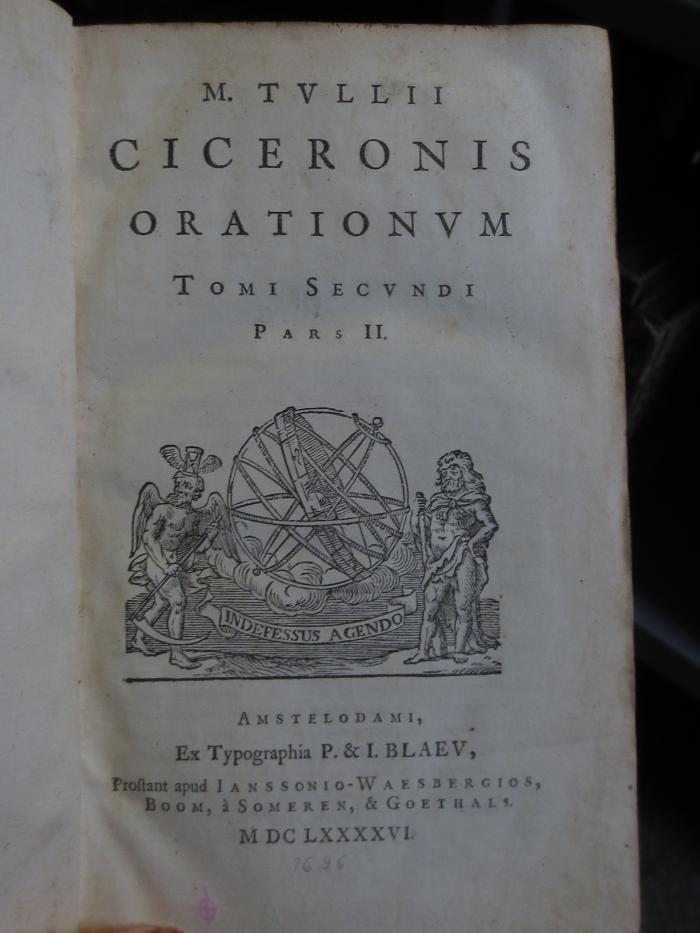 Cn 1097 II, 2: M. Tullii Ciceronis Orationes : Tomi II. Pars II. (1696)