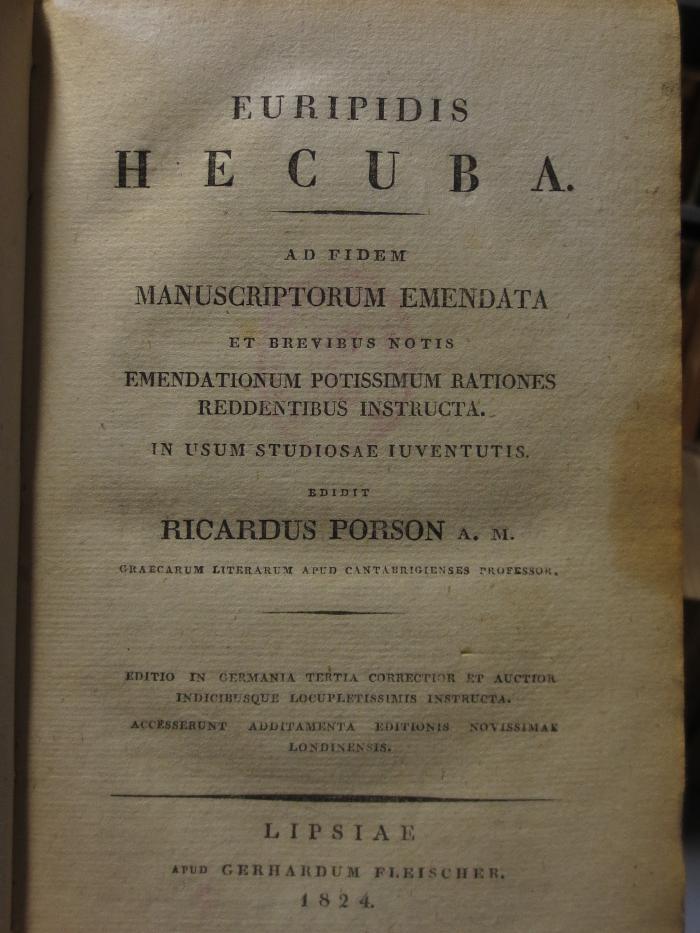 Cn 1175 1,2: Euripidis. Hecuba (1824)