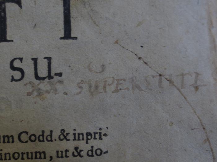 Cn 800 : M. Acci Plauti Comoediae XX. SU (1722);- (unbekannt), Von Hand: Notiz; 'XX. Superstiti'. 