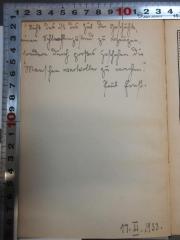 - (Ernst, Paul), Von Hand: Motto, Autogramm, Datum; '"[?]"
Paul Ernst.
17. III. 1933.'. 