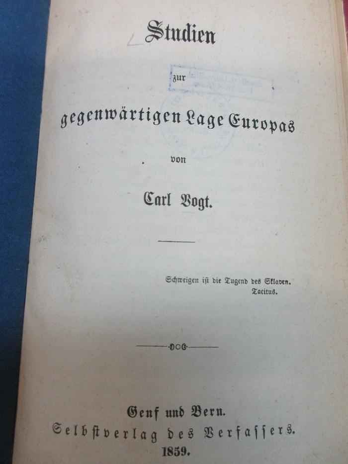 14 F 739&lt;2&gt; : Studien zur gegenwärtigen Lage Europas (1859)