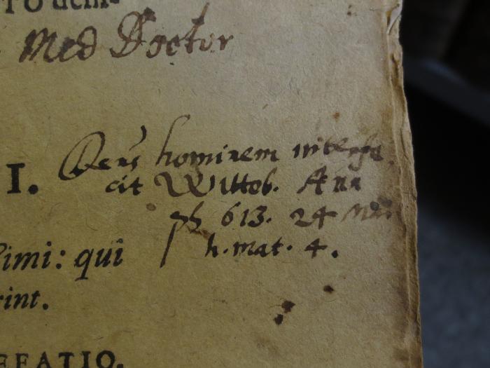 Cn 800 : M. Acci Plauti Comoediae XX. SU (1722);- (unbekannt), Von Hand: Annotation; 'Deus hominem [...]
cit Witteb. Ann
ps 613. 24 Mai h. mat. 4'. 