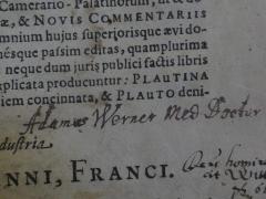 - (Werner, Adam), Von Hand: Berufsangabe/Titel/Branche, Name; 'Adamus Werner med Doctor'. 