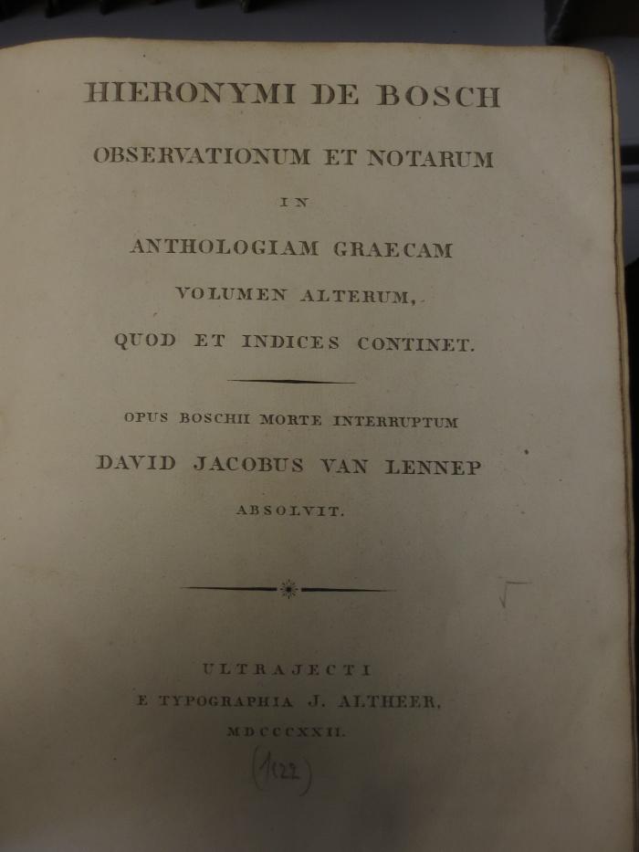 Cn 1283 5: Observationum et Notarum in Anthologiam graecam  (1822)