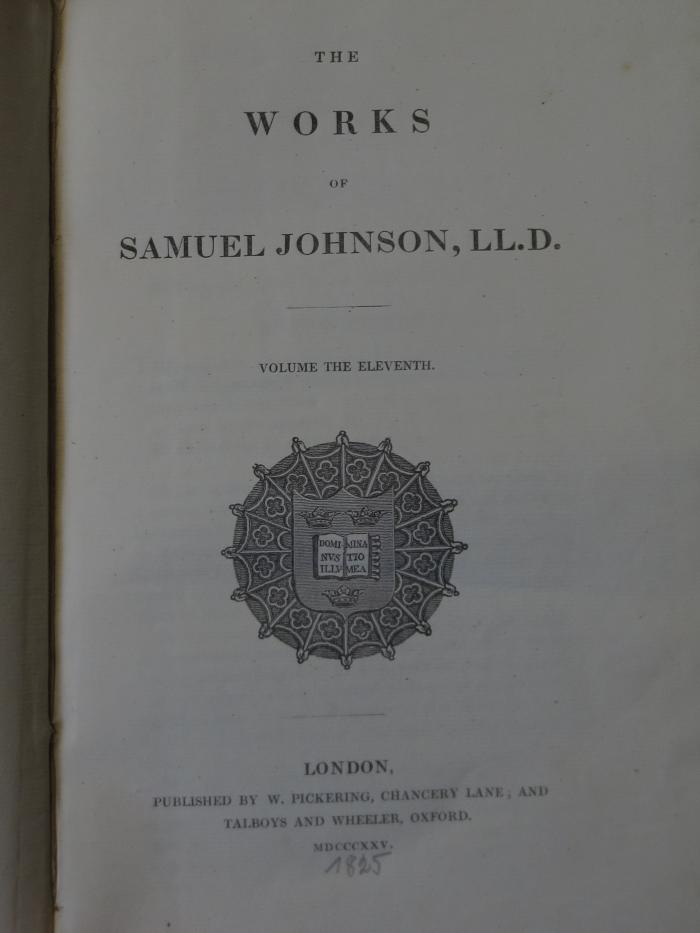 Cq 890 11: The works of Samuel Johnson (1825)