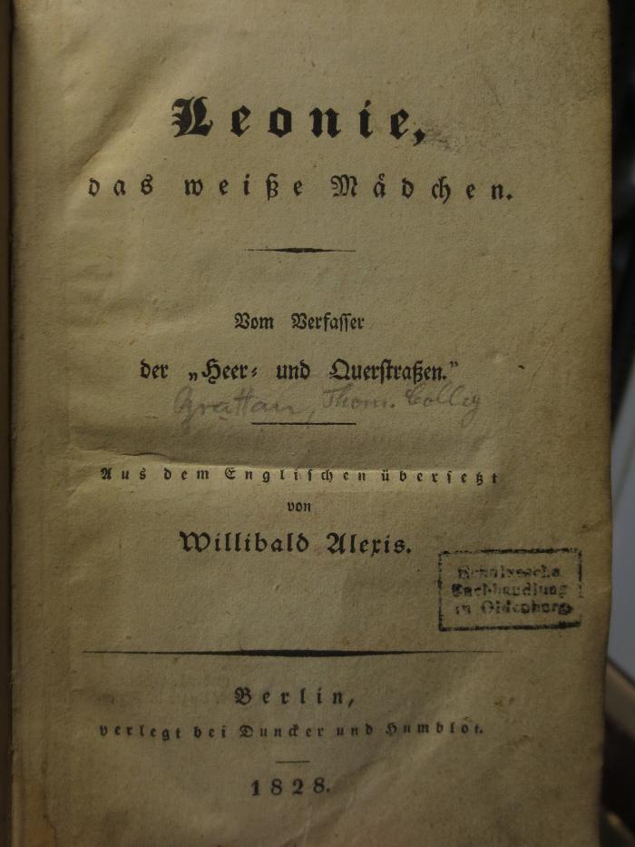 Cq 714 : Leonie, das weiße Mädchen (1828)