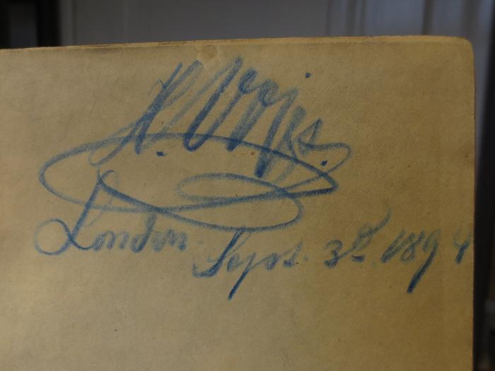 Cq 643 : The personal history of David Copperfield (1850);-, Von Hand: Autogramm, Name, Ortsangabe, Datum; 'H [...]
London. Sept. 3. 1894'
