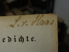 - (Haas, L. von), Von Hand: Autogramm, Name; 'L. v. Haas.'. 