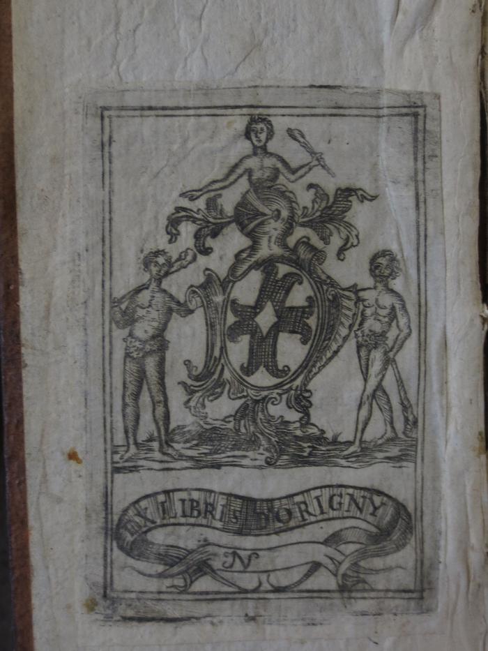 Ct 1170 5: Les mille et un jour. Contes persans  (1717);- (Dorigny, [?]), Etikett: Exlibris, Name, Abbildung; 'Ex Libris Dorigny IN'. 