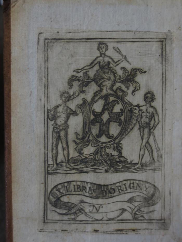 Ct 1170 3: Les mille et un jour. Contes persans (1717);- (Dorigny, [?]), Etikett: Exlibris, Name, Abbildung; 'Ex Libris Dorigny IN'. 
