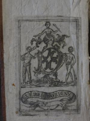 Ct 1170 5: Les mille et un jour. Contes persans  (1717);- (Dorigny, [?]), Etikett: Exlibris, Name, Abbildung; 'Ex Libris Dorigny IN'. 
