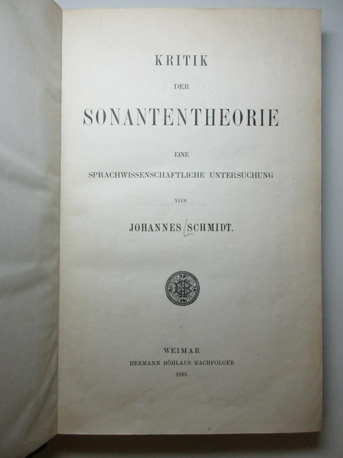 14 I 82 : Kritik der Sonantentheorie : eine sprachwissenschaftliche Untersuchung (1895)