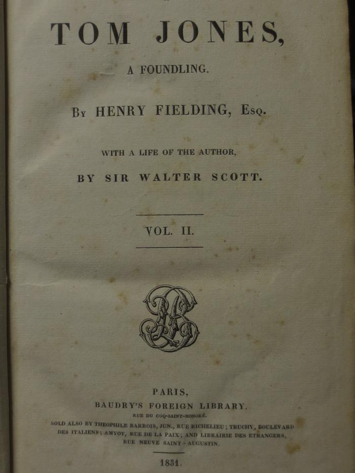 Cq 2494 2: Tom Jones, a foundling (1831)