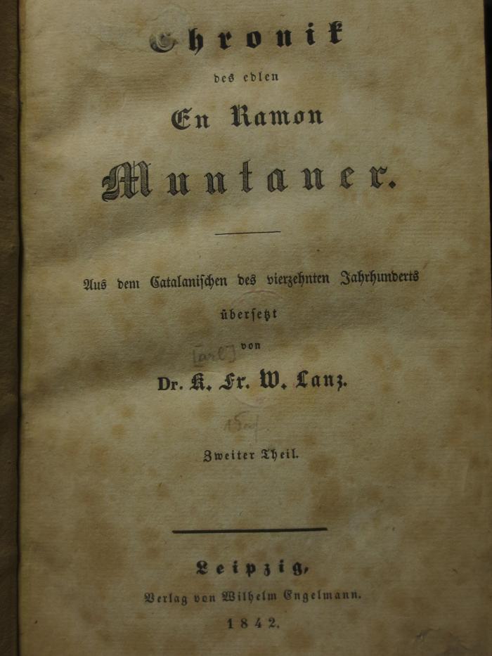 Ct 605 2: Chronik des edlen En Ramon Munkaner (1842)