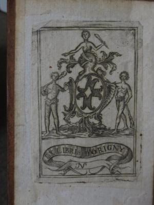 Ct 1170  2: Les mille et un jour. Contes persans (1717);- (Dorigny, [?]), Etikett: Exlibris, Name, Abbildung; 'Ex Libris Dorigny IN'. 