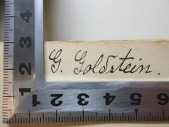 - (Goldstein, G.), Von Hand: Autogramm; 'G. Goldstein.'. 