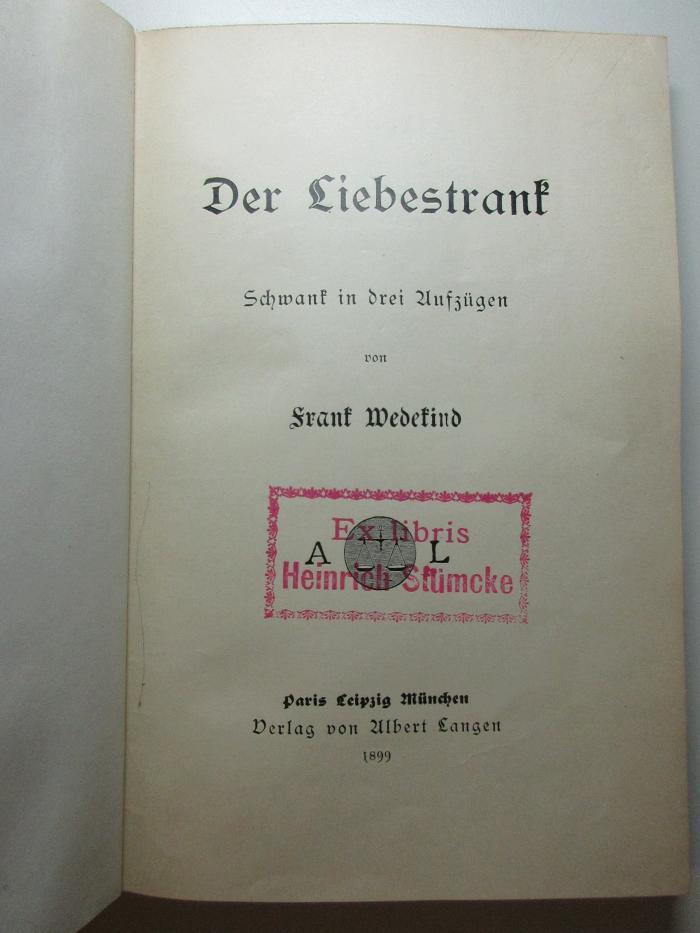 14 L 110 : Der Liebestrank : Schwank in drei Aufzügen (1899)