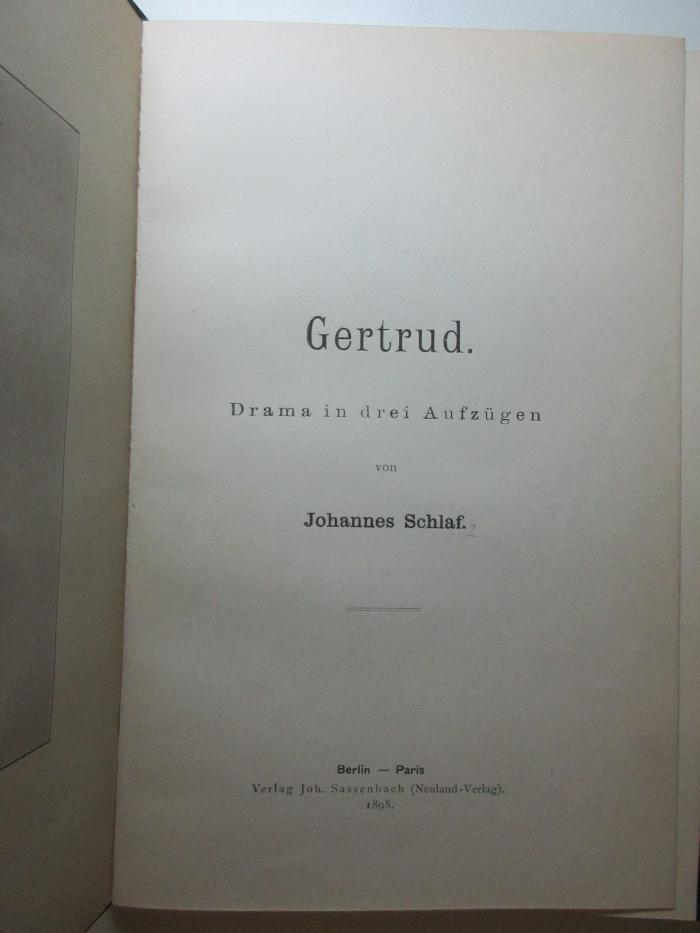 14 L 220 : Gertrud : Drama in drei Aufzügen (1898)