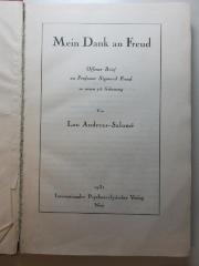14 G 845 : Mein Dank an Freud : offener Brief an Professor Sigmund Freud zu seinem 75. Geburtstag (1931)