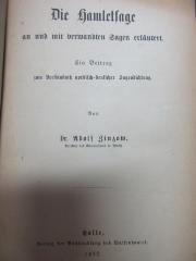 14 I 29 : Die Hamletsage an und mit verwandten Sagen erläutert : ein Beitrag zum Verständniß nordisch-deutscher Sagendichtung (1877)
