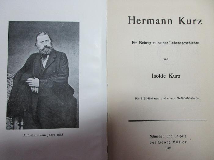 14 L 198 : Hermann Kurz : Ein Beitrag zu seiner Lebensgeschichte (1906)
