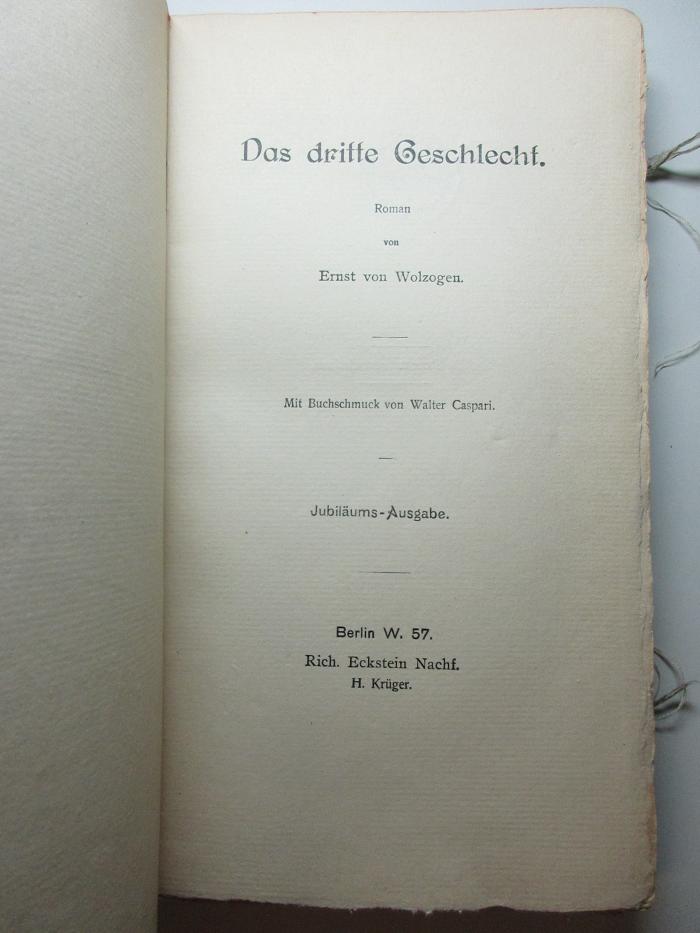 14 L 250 : Das dritte Geschlecht : Roman (1910)