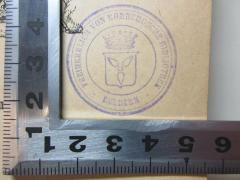 - (Freiherrlich von Rombergsche Bibliothek), Stempel: Wappen, Name, Ortsangabe; 'Freiherrlich von Rombergsche Bibliothek
[?]uldern'. 