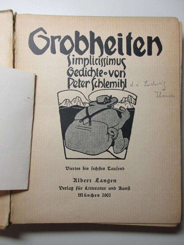 14 L 492&lt;4&gt; : Grobheiten : Simplicissimus-Gedichte (1901)