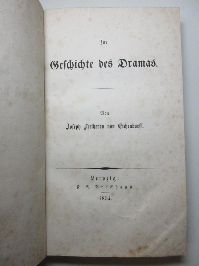 14 L 375 : Zur Geschichte des Dramas (1854)