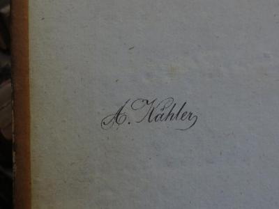 Ki 317 : Anthropologie für das gebildete Publicum (1837);- (Kähler, A.), Von Hand: Autogramm, Name; 'A. Kähler'. 