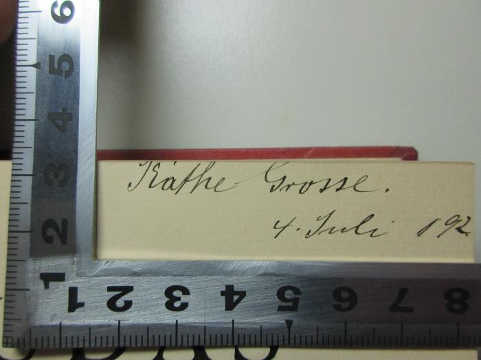 14 L 303 : Judas (1909);- (Grosse, Käthe), Von Hand: Autogramm, Datum; 'Käthe Grosse.
4. Juli 192[?]'. 