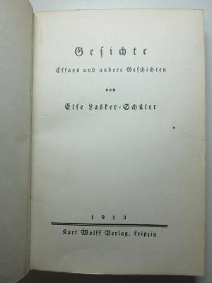 14 L 54 : Gedichte : Essays und andere Geschichten (1913)