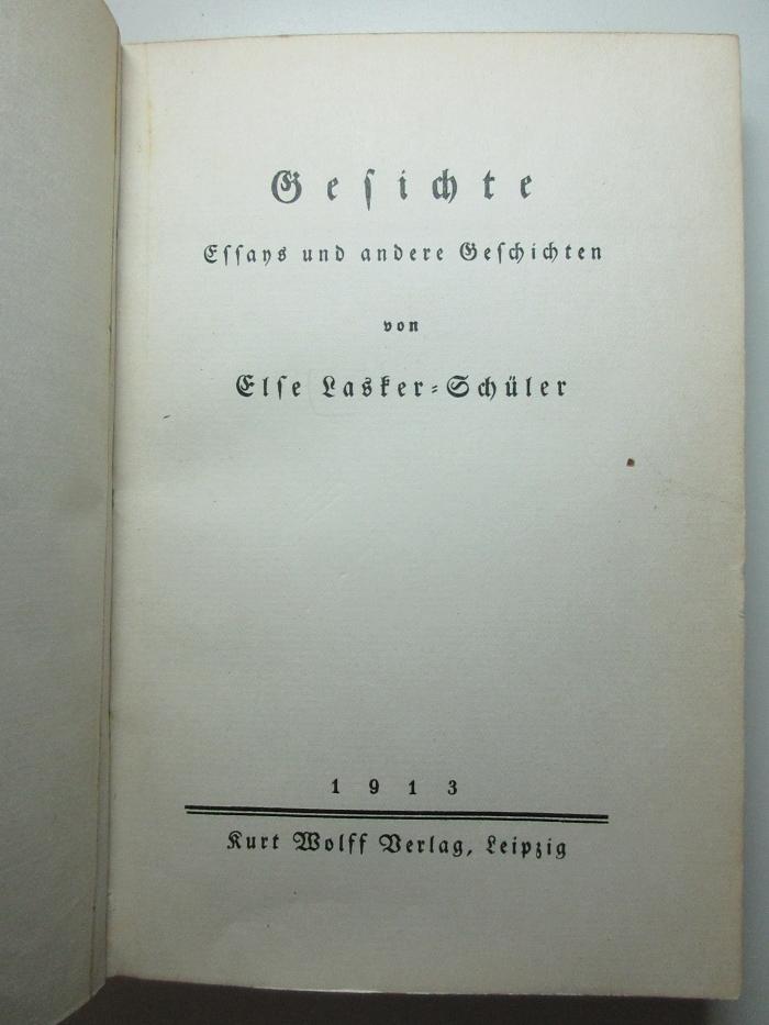 14 L 54 : Gedichte : Essays und andere Geschichten (1913)