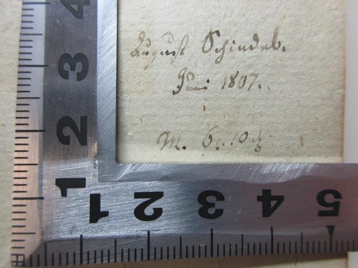 -, Von Hand: Autogramm, Datum, Notiz; '[?]
Juni 1807.
M. [?]';14 L 681-1 : Briefe der Schweizer Bodmer, Sulzer, Geßner (1804, erschienen 1805)