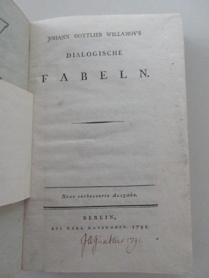 14 L 683&lt;*&gt; : Dialogische Fabeln (1791)