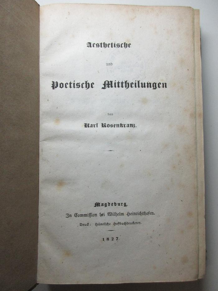 14 L 7 : Aesthetische und poetische Mittheilungen (1827)