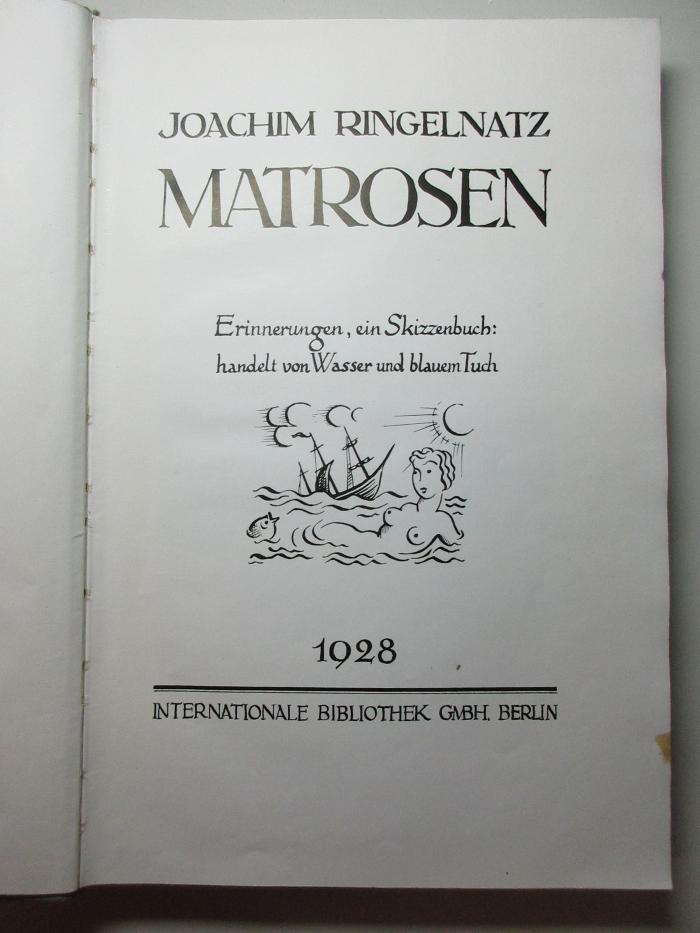 14 L 850 : Matrosen : Erinnerungen, ein Skizzenbuch: handelt von Wasser und blauem Tuch (1928)