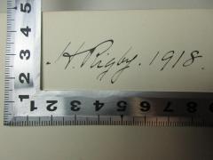 - (Rigby, H.), Von Hand: Autogramm, Datum; 'H. Rigby. 1918.'. 