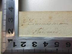 - (Zimmermann, H.), Von Hand: Autogramm, Berufsangabe/Titel/Branche; 'H. Zimmermann
stud. med.'. 