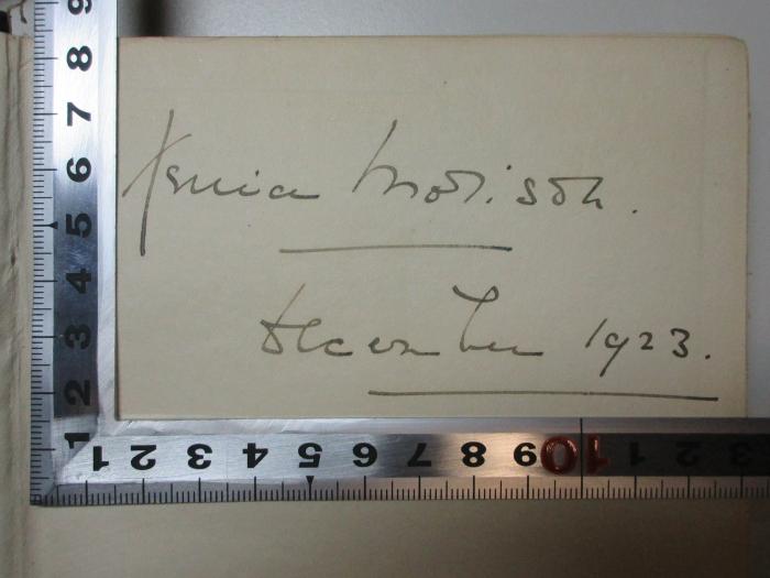 -, Von Hand: Autogramm, Datum; 'Xenia Morrison[?].
December 1923.';14 M 438 : John Webster and the Elizabethan drama (1916)