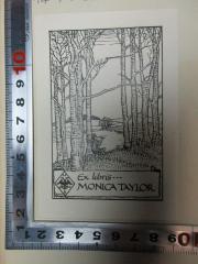 - (Taylor, Monica), Etikett: Exlibris, Name, Wappen, Abbildung; 'Ex libris...
Monica Taylor
R.M.H.'. 