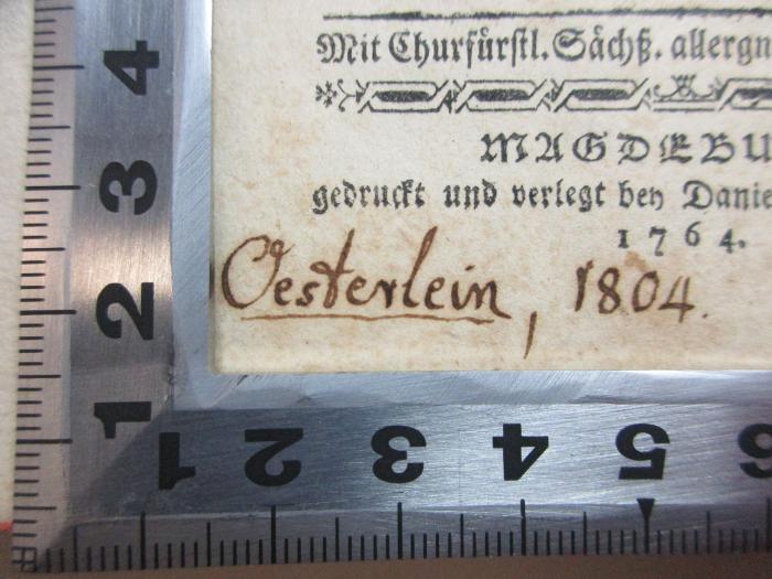 - (unbekannt), Von Hand: Ortsangabe, Datum; 'Oesterlein, 1804.'. ;14 L 863 : Salomo : ein Trauerspiel (1764)