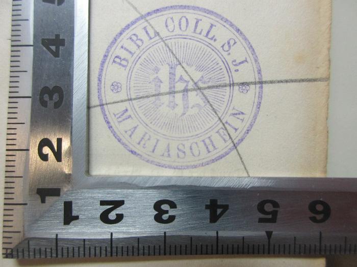 - (Bibl. Coll. S. J. Mariaschein), Stempel: Name, Ortsangabe, Initiale; 'Bibl. Coll. S. J. 
ihs
Mariaschein'. ;14 R 108 : Physiologisches Skizzenbuch (1861)